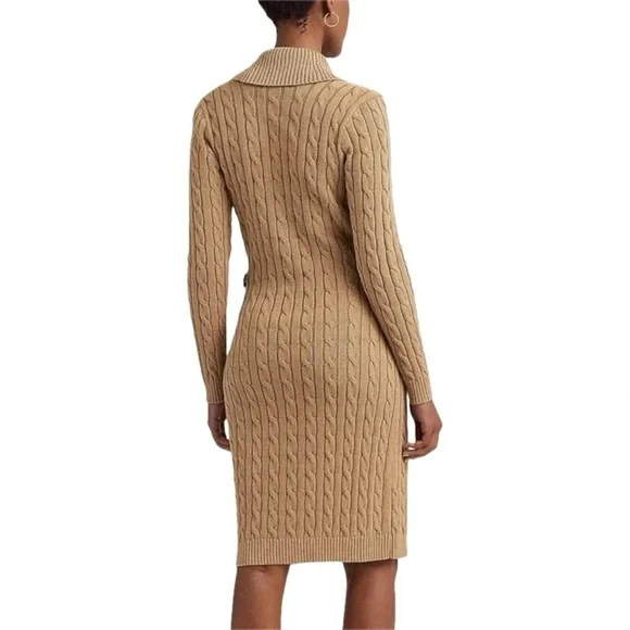 Lauren Ralph Lauren Womens Cable-Knit Buckle-Trim Sweater Dress Size M Dresses Lauren Ralph Lauren Womens Cable-Knit Buckle-Trim Sweater Dress Size M Dresses